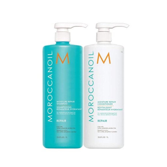 New: Moroccanoil Moisture Repair Shampoo & Conditioner One Liter Set (1 L) - Picture 1 of 11